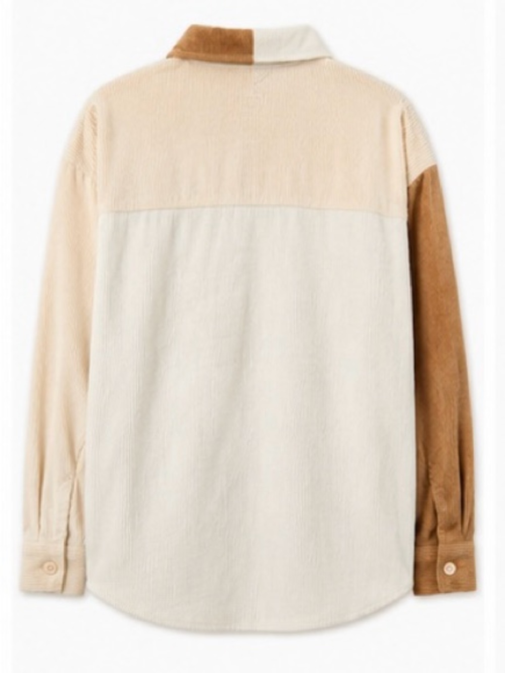 Colorblock Corduroy Shacket Oversized Boho Western Shirt Chic Neutral Jacket, S - Picture 3 of 11